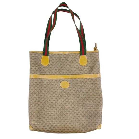 Vintage Gucci Tan Canvas Shoulder Bag - 14" x 16" x 3” - Picture 1 of 10